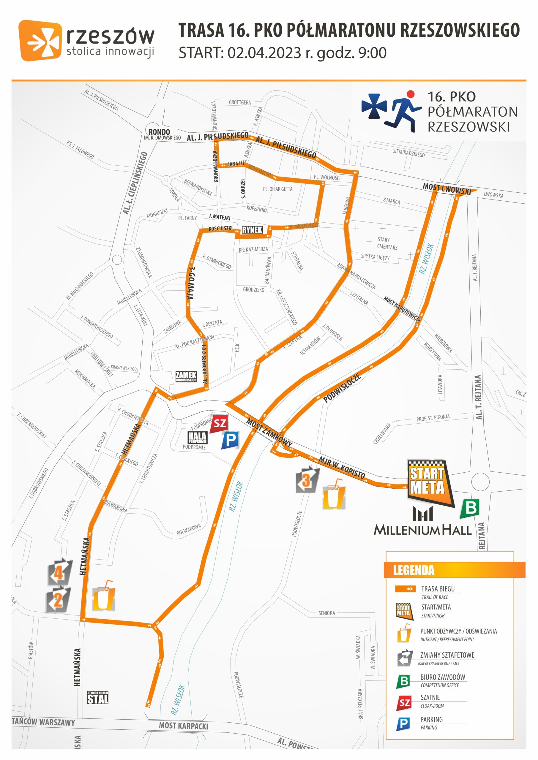 mapa biegu 16 pko półmaratonu rzeszowskiego